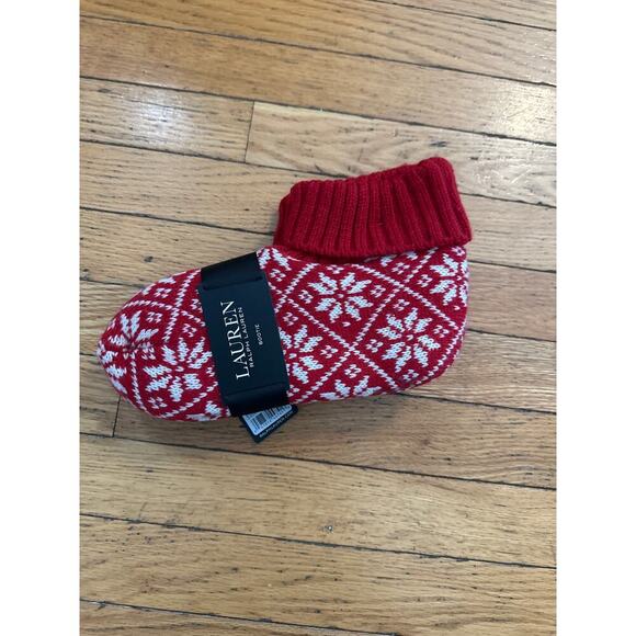 NEW Ralph Lauren Womens One Size Bootie Slipper Socks Sherpa Lined Snowflake - Picture 1 of 3